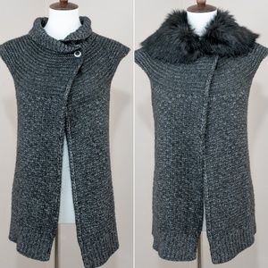 Charcoal Grey Vest with Detachable Faux Fur Collar